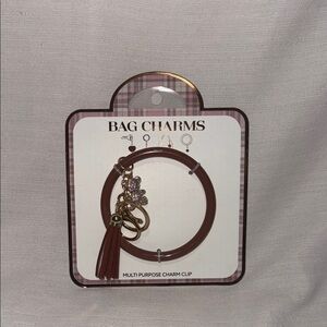 Brown Bag Charm with Studded Teddy Bear